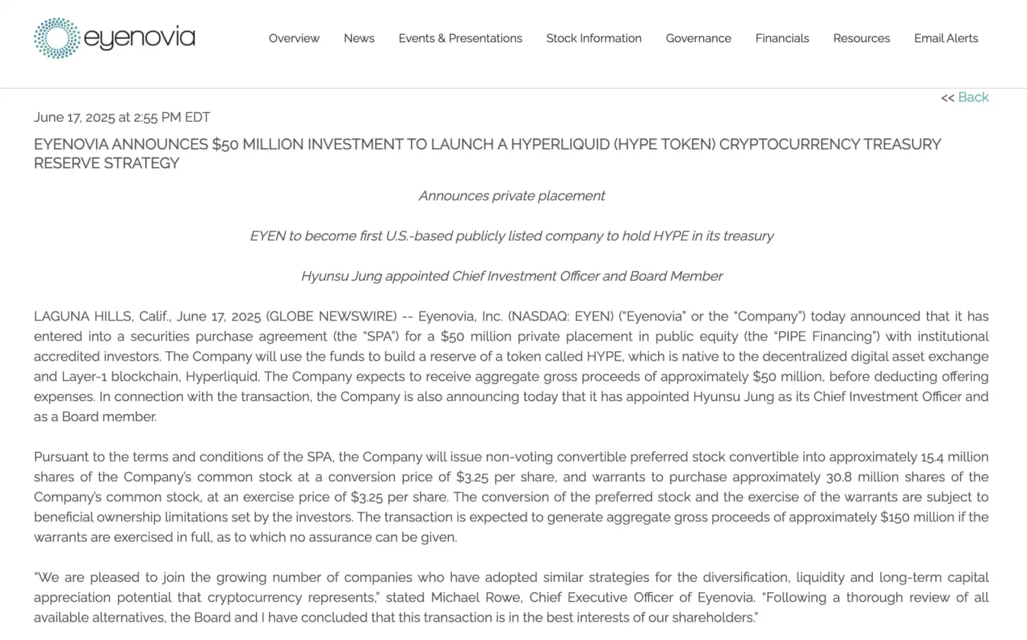 Eyen 单日大涨 77%，HYPE 成为「币股」新玩家 image 1
